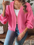 Lantern Sleeve Short Knit Cardigan
