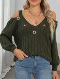 Off Shoulder Knit Sweater with Crochet