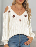 Off Shoulder Knit Sweater with Crochet
