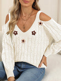 Off Shoulder Knit Sweater with Crochet