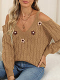 Off Shoulder Knit Sweater with Crochet