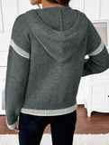 Loose V Neck Hooded Knit Sweater_CWOSWL09132