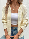 Hooded Cable Knit Cardigan Sweater_CWOSWL09136
