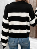 Striped Collared Long Sleeve Knit Sweater_CWOSWL09137