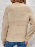 Solid Color Collared Knit Sweater Top_CWOSWL09141