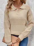 Solid Color Collared Knit Sweater Top_CWOSWL09141