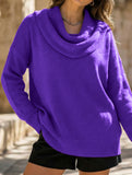 Solid Knit Long Sleeve Sweater Top_CWOSWL09186