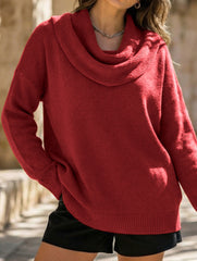Solid Knit Long Sleeve Sweater Top_CWOSWL09186