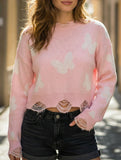 Ripped butterfly jacquard knit sweater for women_CWOSWL09201