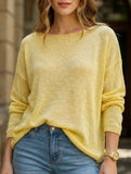 Solid Color Loose Crew Neck Knit Sweater