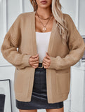 Pocket Open Front Loose Knit Cardigan