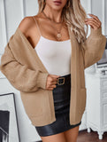 Pocket Open Front Loose Knit Cardigan