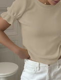 Crewneck Elastic Hem Knit Tee_CWOSWS00194