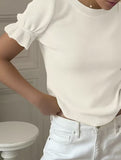 Crewneck Elastic Hem Knit Tee_CWOSWS00194