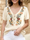 Floral Embroidery Loose Knit Sweater