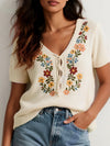 Floral Embroidery Loose Knit Sweater