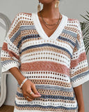 CUT-OUT V-NECK SWEATER WITH COLOR MATCHING
