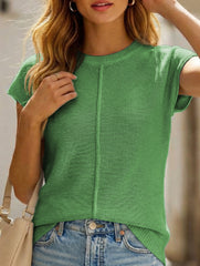 Retro style Reverse weave solid color T-shirt