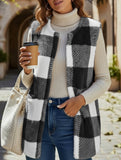 Simple loose plaid cardigan jacket
