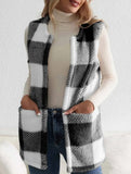 Simple loose plaid cardigan jacket
