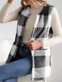 Simple loose plaid cardigan jacket