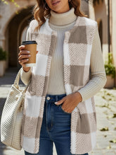 Simple loose plaid cardigan jacket