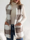 Simple loose plaid cardigan jacket