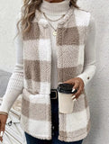 Simple loose plaid cardigan jacket