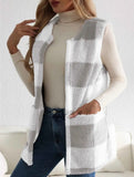 Simple loose plaid cardigan jacket