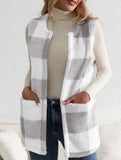 Simple loose plaid cardigan jacket