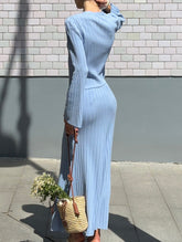 Versatile V-neck cardigan slim maxi dress