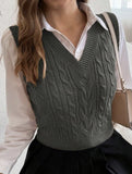 Women's cable knit vest sweater