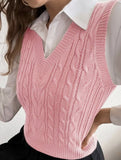 Women's cable knit vest sweater