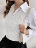 Women's cable knit vest sweater