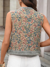 Casual Printed Short Jacquard Sleeveless Vest