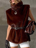 Luxury style turtleneck plush vest_CWOV00318