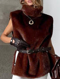 Luxury style turtleneck plush vest_CWOV00318
