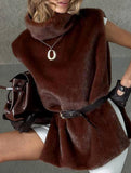 Luxury style turtleneck plush vest_CWOV00318