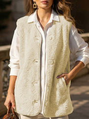 Fleece button vest jacket_CWOV00319