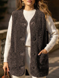 Fleece button vest jacket_CWOV00319