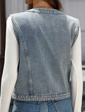 Sleeveless Denim Vest Casual Jacket_CWOV00327