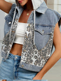 Leopard Print Patchwork Denim Vest_CWOV00328