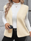 Solid Color Fleece Vest Casual Sleeveless_CWOV00334