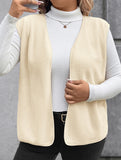 Solid Color Fleece Vest Casual Sleeveless_CWOV00334