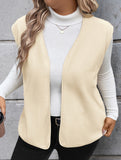 Solid Color Fleece Vest Casual Sleeveless_CWOV00334