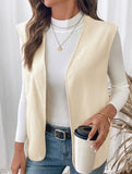 Solid Color Fleece Vest Casual Sleeveless_CWOV00334