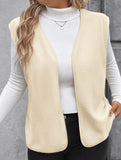 Solid Color Fleece Vest Casual Sleeveless_CWOV00334