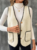 V Neck Loose Teddy Fleece Vest for Women_CWOV00335
