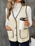 V Neck Loose Teddy Fleece Vest for Women_CWOV00335