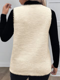 V Neck Loose Teddy Fleece Vest for Women_CWOV00335